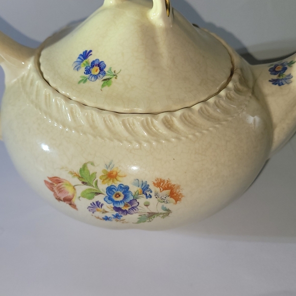Antique Colorful Floral Harker Ware Teapot - Picture 7 of 10